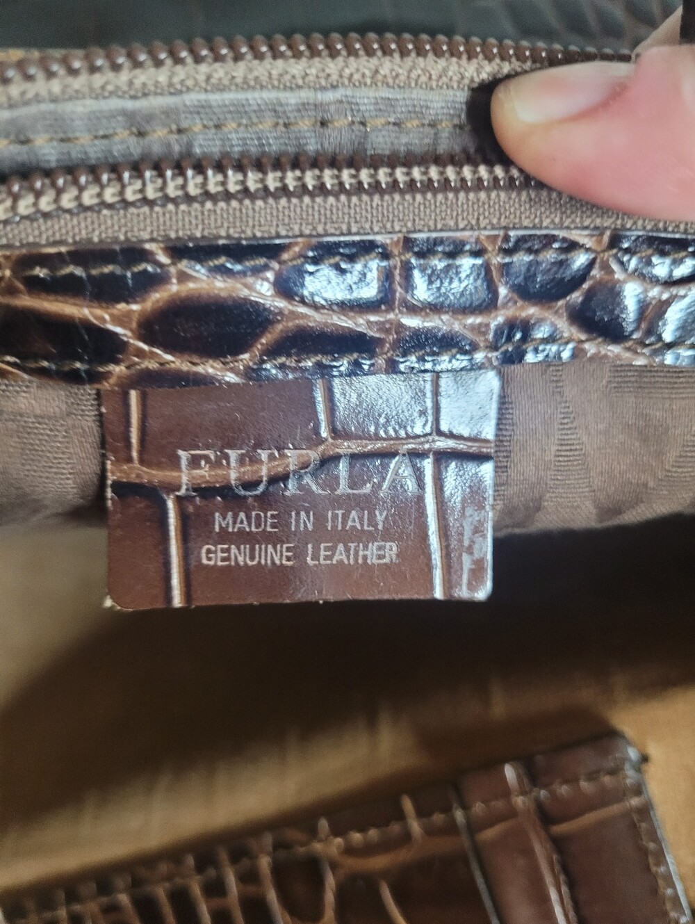 Furla Divide Croc Embossed Leather Tote - Picture 11 of 16